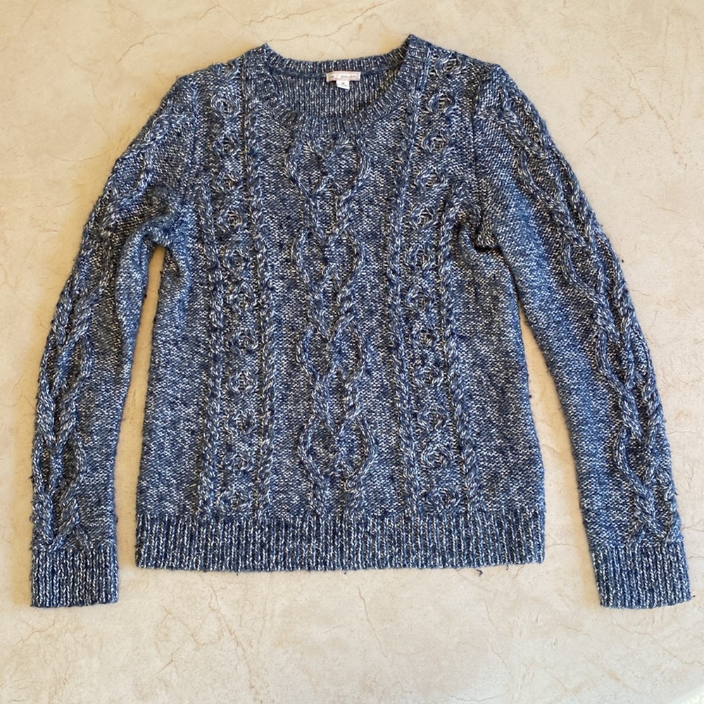 GAP Metallic Silver Wool Blend Knit Sweater